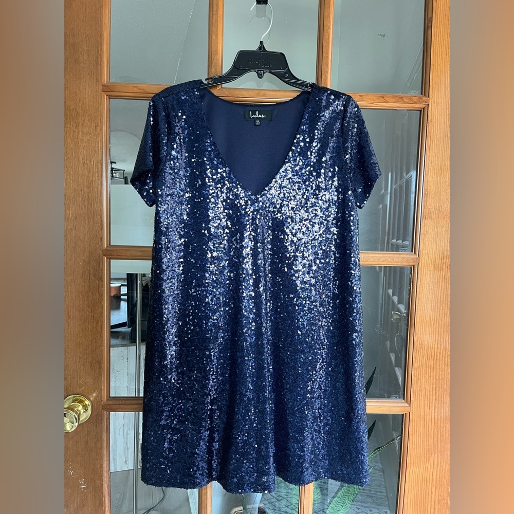 Lulus navy sequin dress size
